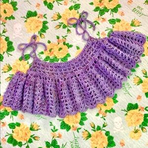 Handmade Crochet Lace Crop Top Speckled Festival M